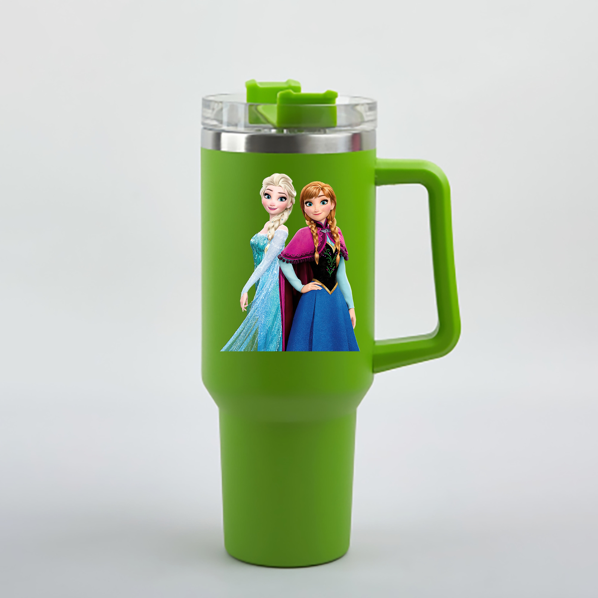 （画像用） アナと雪の女王 アンナ エルサ Frozen Anna Elsa 1200mL車用タンブラー - クリスタルステッカー（プラスチックストロー付き）